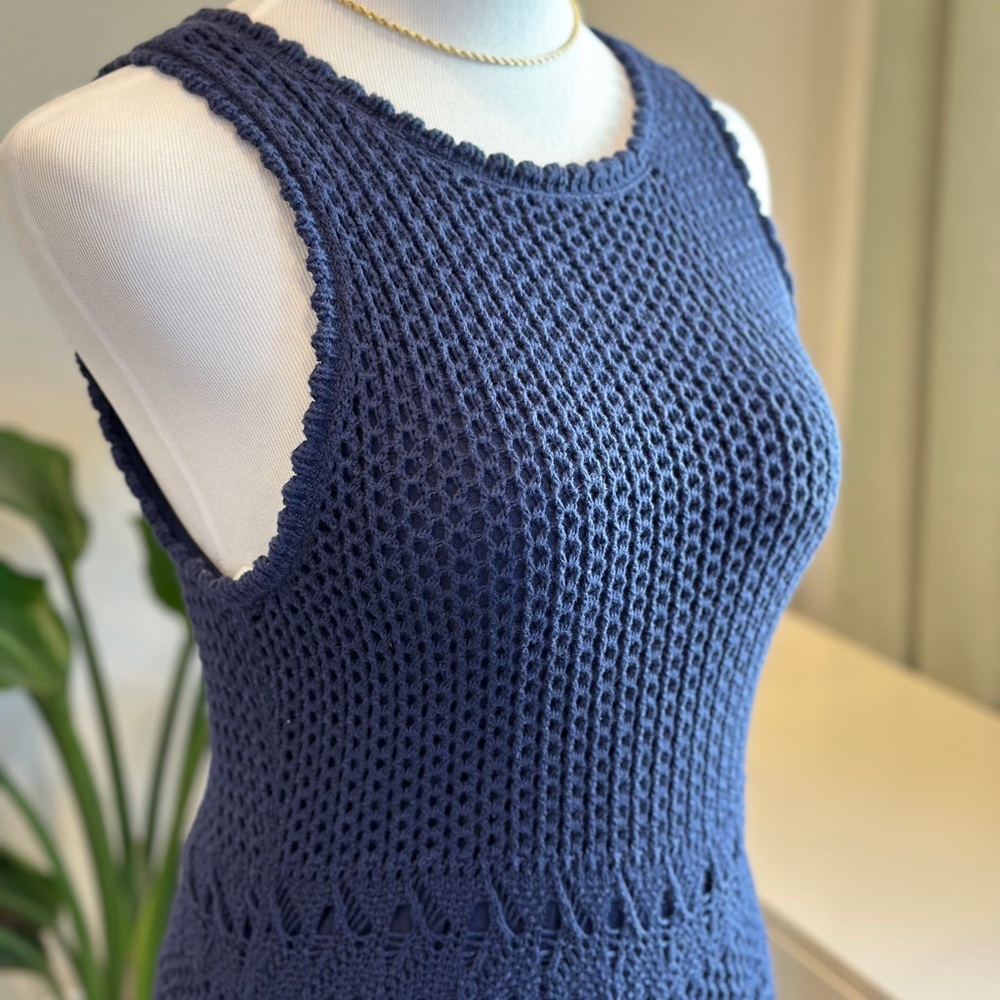 Lilly Pulitzer Navy Crochet Knit Midi Dress